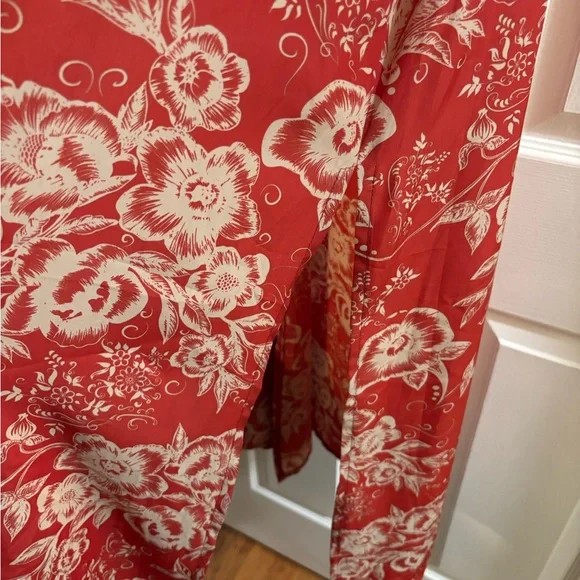LuLaRoe Red and Cream Floral Boho Maxi Vest, Size M - Picture 5 of 5